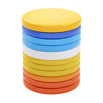 Colorful 3D stack of coins icon. Symbolizes finance, wealth, savings, investment, currency. Perfect for banking or business profit. Rendered visual, isolated. png