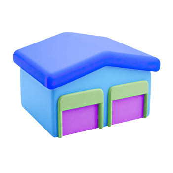 Colorful 3D small building icon. Represents real estate, a home, property, a local shop, or a small business storefront. Ideal for local services. Rendered. png