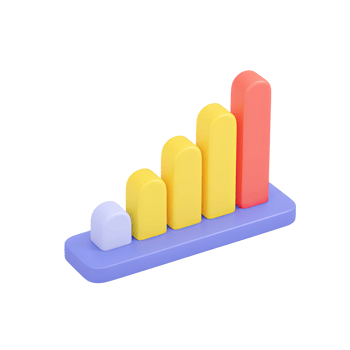 Colorful 3D bar chart showing growth. Represents statistical data, financial progress, market trends, or business analytics. Ideal for presentations. Rendered. png