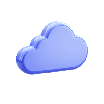 Blue 3D cloud icon for online learning concepts. Symbolizes cloud storage, e-learning, digital education resources, and virtual classrooms. Rendered visual, isolated. png
