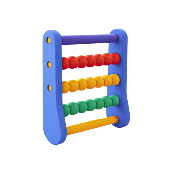 Colorful 3D abacus icon, side view. Represents early math education, counting, arithmetic, and traditional learning tools. Rendered and isolated for design. png