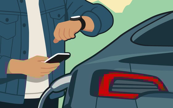 recharging electric cars illustration pastel color design art vector