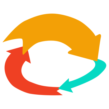 Circle infographics orange red blue circular arrow cartoon png