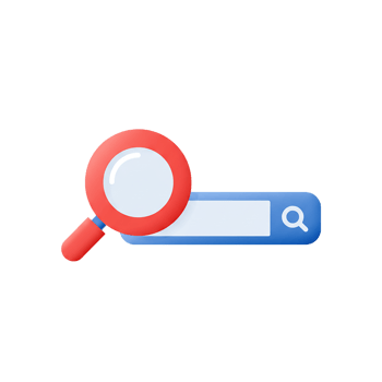 Magnifying Glass and Search Bar Icon Design Digital Illustration for Website and Application Interface png