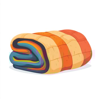 A colorful blanket with orange, blue and yellow stripes vector