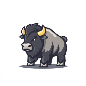 A cartoon bison with horns standing on a white background vector