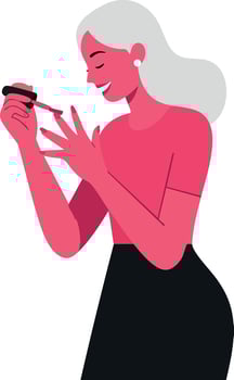 Woman painting nails with brush in portrait style illustration vector