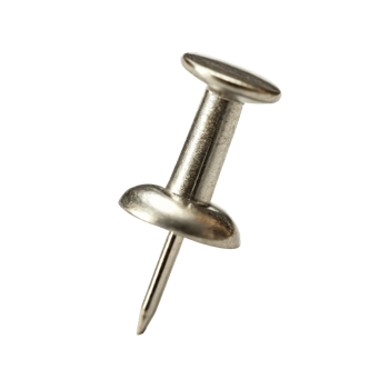 Metallic push pin on transparent background, ready for use png