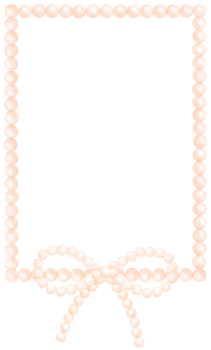 Cute White Pearl Rectangle frame shape with ribbon bow watercolor png