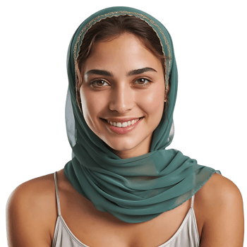 woman in teal hijab isolated on transparent background png