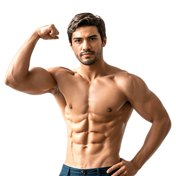 Muscular man flexing bicep strong bodybuilder png