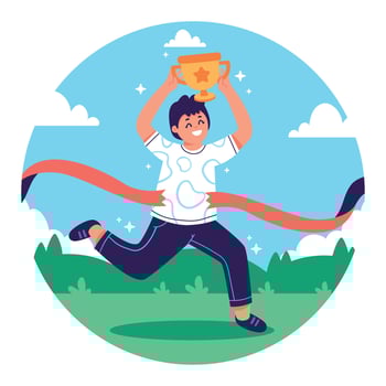 A man holding a trophy in his hand vector