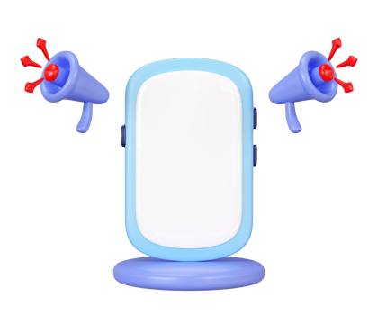 3d smartphone cartoon with podium, hand speaker, megaphone, arrow isolated. announce promotion news for social media networks, online marketing shopping concept, 3d render png