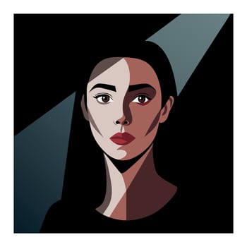 A woman with dark hair and a black background vector