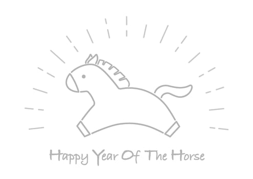 The Year Of The Horse Cute Monochrome Chinese Zodiac Symbol Isolated On A White Background. vector