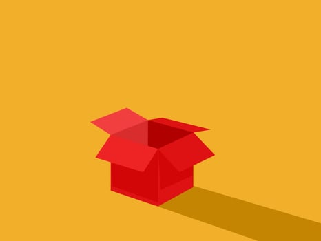 Think outside the box, the open red box vector