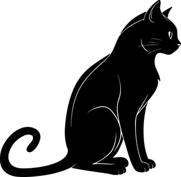 Minimalist Silhouette of Sitting Cat Side Profile vector