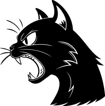 Angry Cat Face Silhouette in Frontal View vector