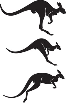 Kangaroo Jump Silhouette Set vector