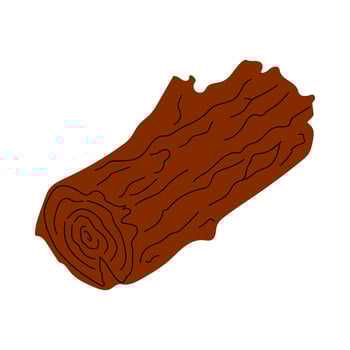 illustration of a brown wooden log with bark texture, isolated on white background, natural forest element in flat design vector