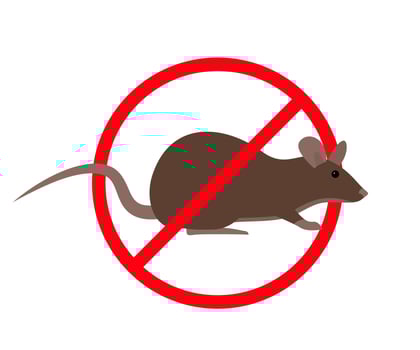 No rats allowed, rat crossing prohibition sign, deratization, pest control vector