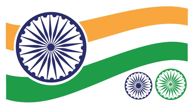 Indian flag graphic design illustration with ashoka chakra for republic day independence day celebration vector