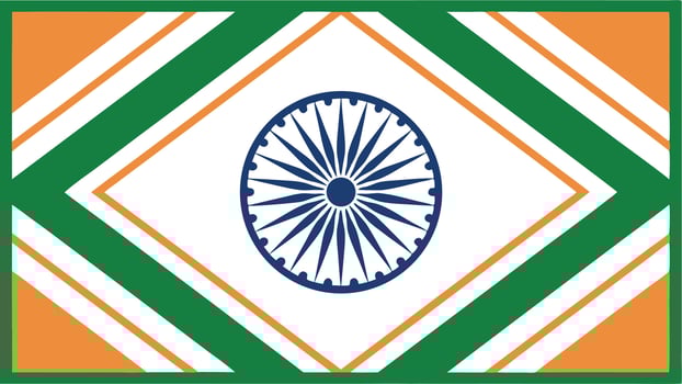 India flag illustration graphic design background with chakra and tricolor stripes design concept art vector