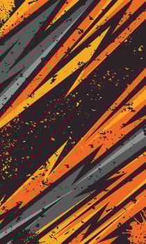 Orange dynamic stripes racing background with abstract grunge brush strokes vector