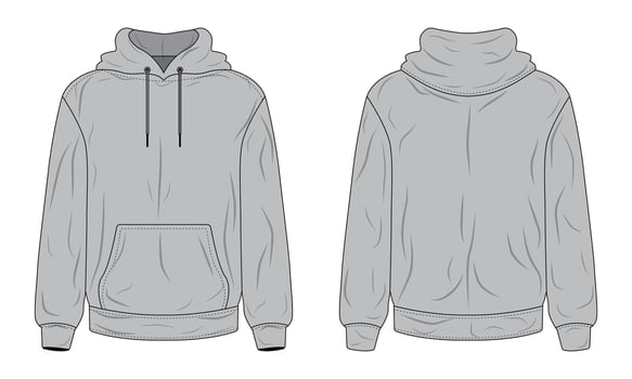 Grey hoodie sweater mockup front and back view vector