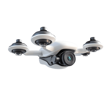 High-tech white drone with camera isolated on white background aerial photography technology innovation futuristic gadget quadcopter png