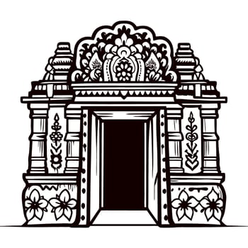 Intricate ancient temple gateway with ornate carvings and architectural details vector