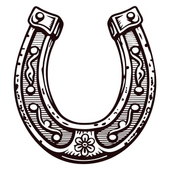 Intricately designed horseshoe with floral patterns and decorative details vector