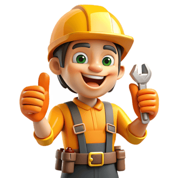 Builder with Orange Work Clothes Giving Positive Sign png