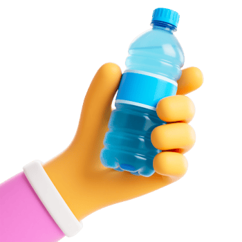 Cartoon hand holding a blue water bottle png