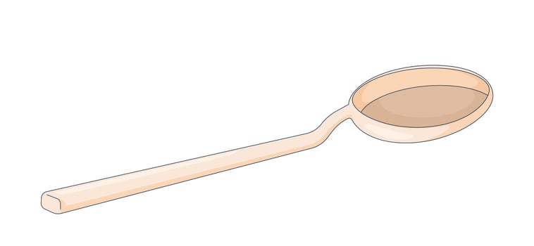 Cooking spoon tablespoon 2D cartoon object. Kitchenware utensil. Food preparation. Tableware dishware. Culinary and kitchen tool isolated element flat clip art on white. Spot illustration vector