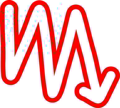 Arrow Drawing With Red Outline Sketch vector