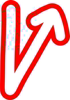 Outlined Red Directional Arrow Drawing vector