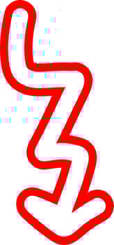 Outlined Red Arrow With Rough Strokes vector