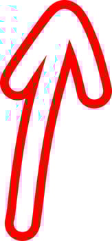 Hand Drawn Arrow In Red Outline Form vector