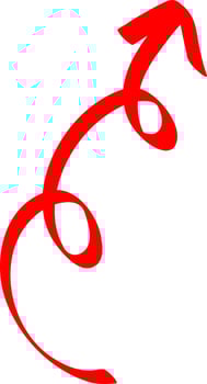 Textured Red Arrow with Pen Lines vector