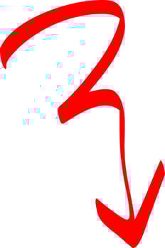 Simple Red Arrow with Ink Pen vector