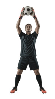 A man holding a soccer ball in his hands png