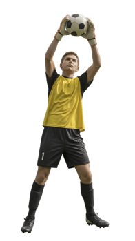 A boy holding a soccer ball in his hands png