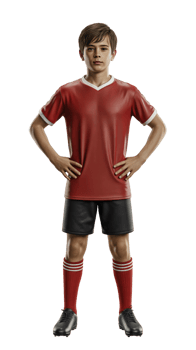A soccer player standing in a red uniform png