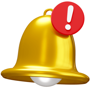 Yellow bell with exclamation mark isolated on background. Concept of alert of risk or danger, safety, system error, and data update. png