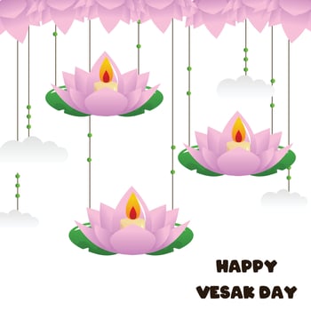happy vesak day illustration with lotus vector