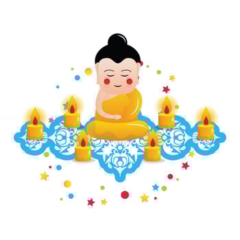 happy vesak day illustration with candles vector