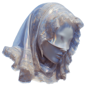 Elegant Translucent Veil Draped Over a Smooth Sculptured Face png