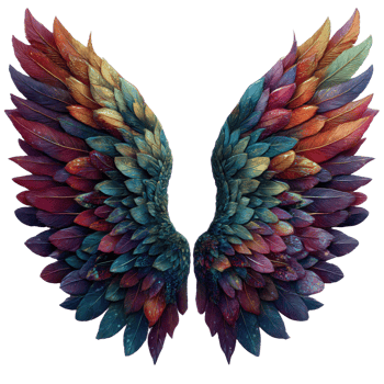 Vivid and Colorful Abstract Wings with Leaf Patterns and Textures png