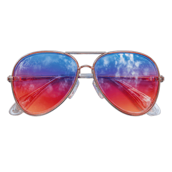 Stylish Sunglasses with Colorful Reflections in the Lenses png